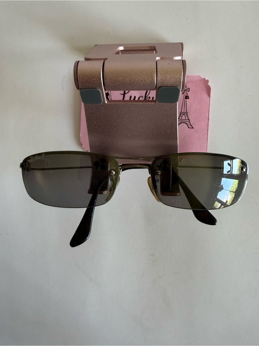 Authentic Y2K Ray-Ban Rimless Polarized Rectangular Sunglasses with Case & Cloth - Picture 5 of 15